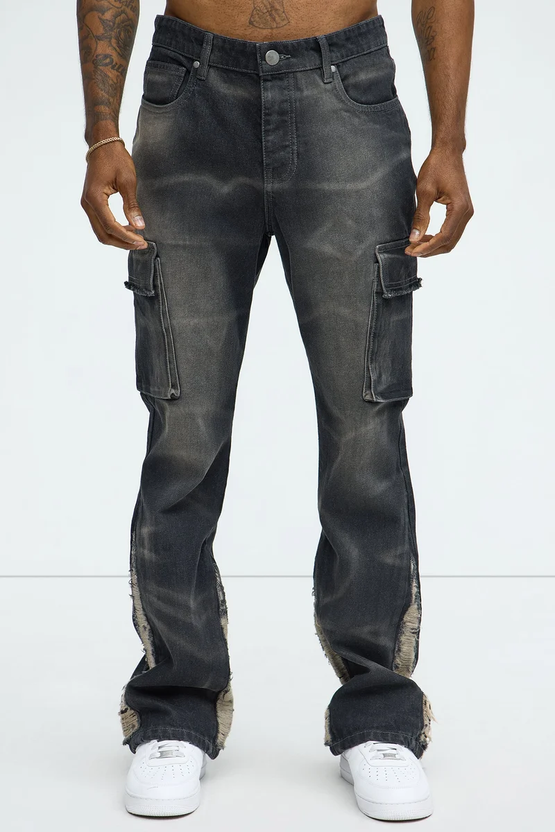Image of Kaine Stacked Slim Flare Jeans - Black Wash