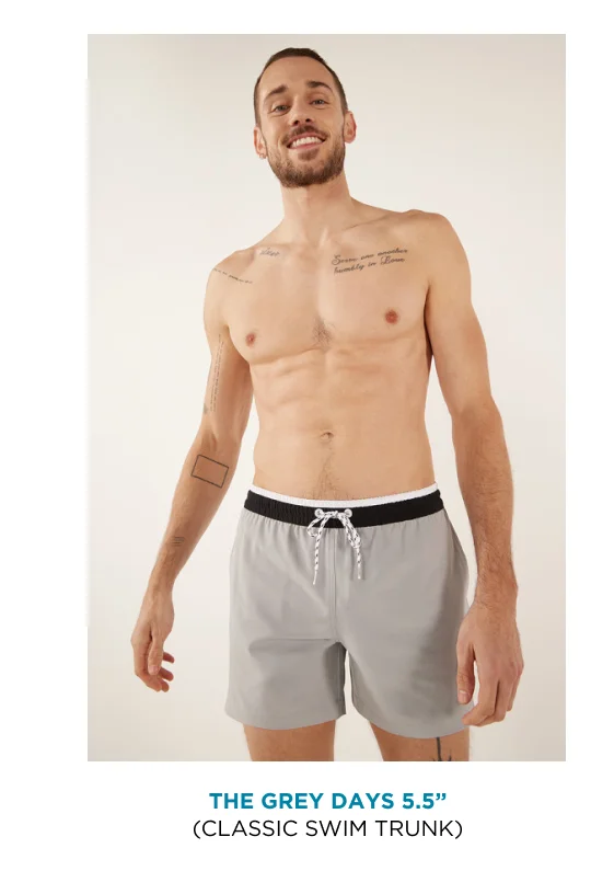 Classic Swim Trunks: The Grey Days 5.5"