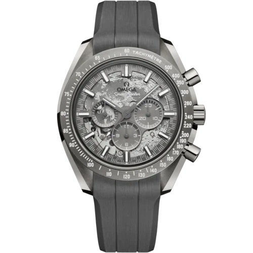 Speedmaster Dark Side of the Moon 44.25 mm, gray ceramic on rubber strap