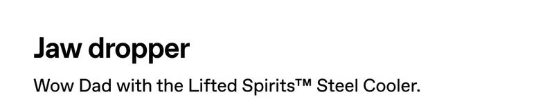 Jaw dropper. Wow Dad with the Lifted Spirits™ Steel Cooler