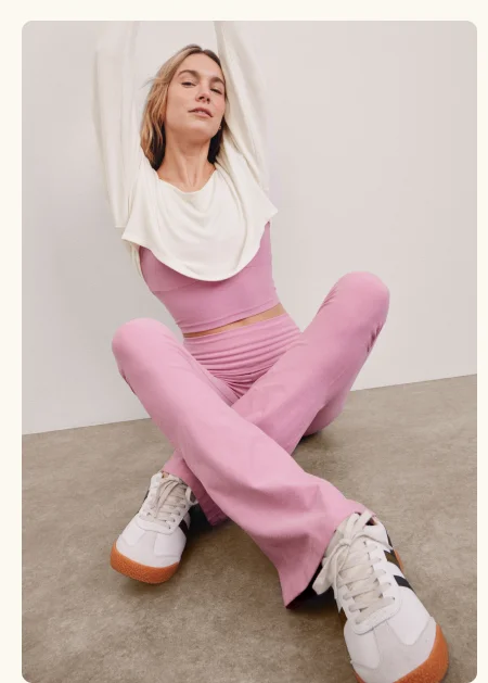 Spacedye Foldover Bootcut Pant in Pink Haze Heather