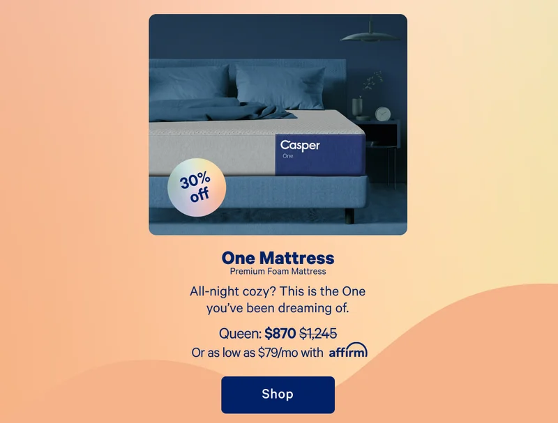 One Mattress >> Shop now >>