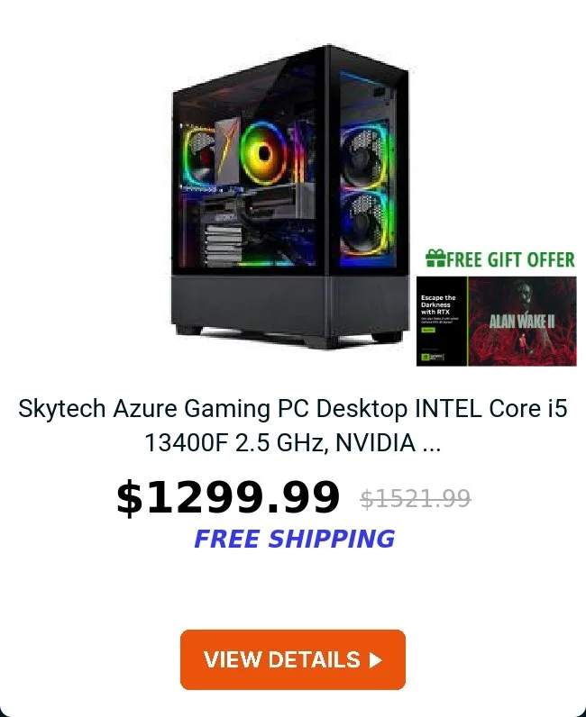 Skytech Azure Gaming PC Desktop  INTEL Core i5 13400F 2.5 GHz, NVIDIA ...