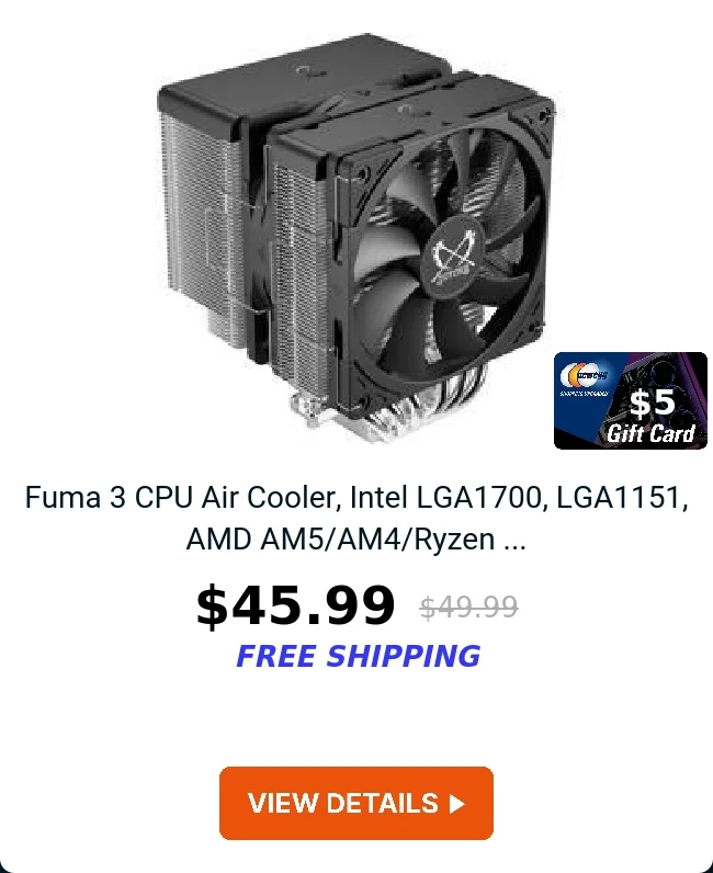 Fuma 3 CPU Air Cooler, Intel LGA1700, LGA1151, AMD AM5/AM4/Ryzen ...