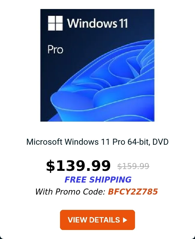 Microsoft Windows 11 Pro 64-bit, DVD