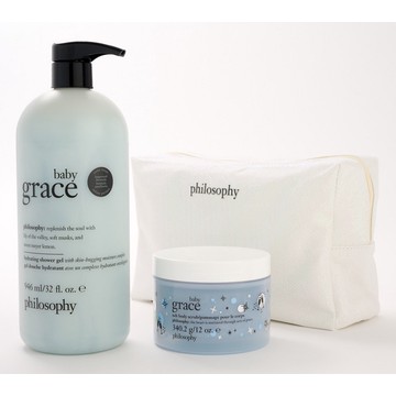 philosophy 25th anniversary supersize grace shower gel&salt scrub w/tote
