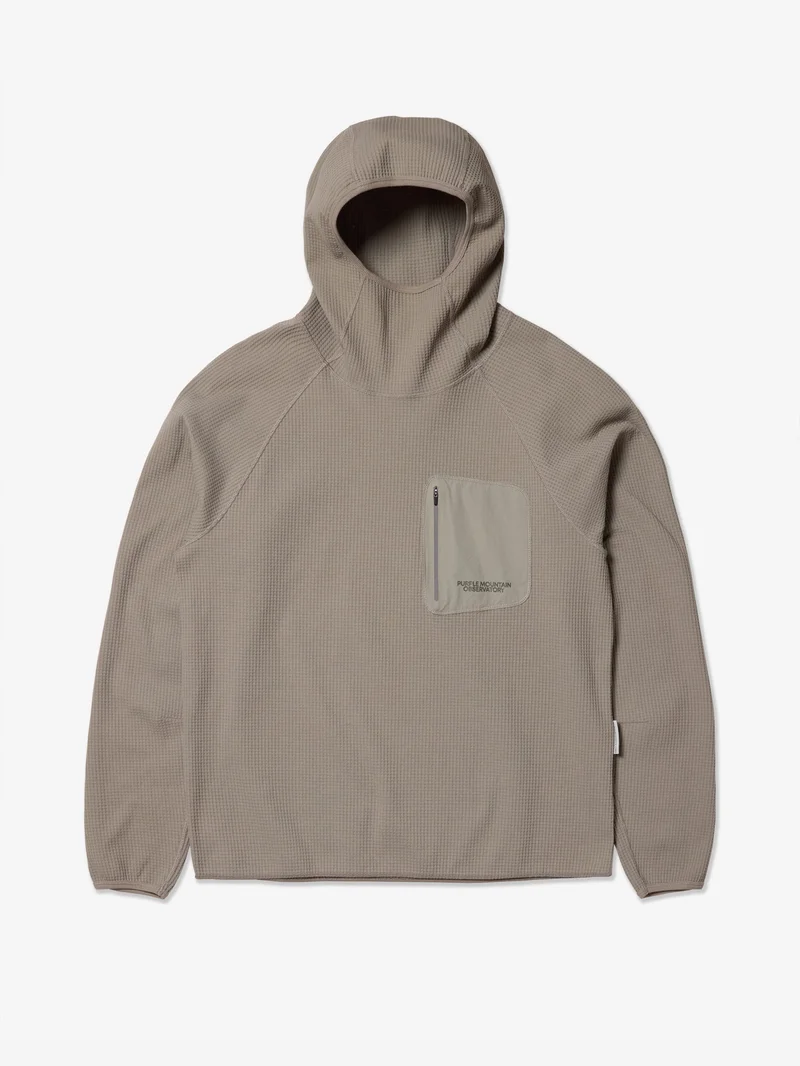 Image of Purple Mountain Observatory Waffle Balaclava Hoodie - Concrete