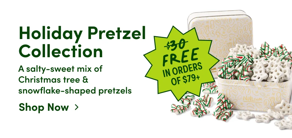 Holiday Pretzel Collection: A salty-sweet mix of Christmas tree & snowflake-shaped pretzels; Shop now
