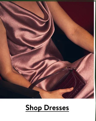 A woman wearing a satin dress.