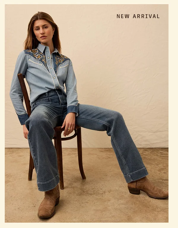 Embroidered Denim Western Shirt