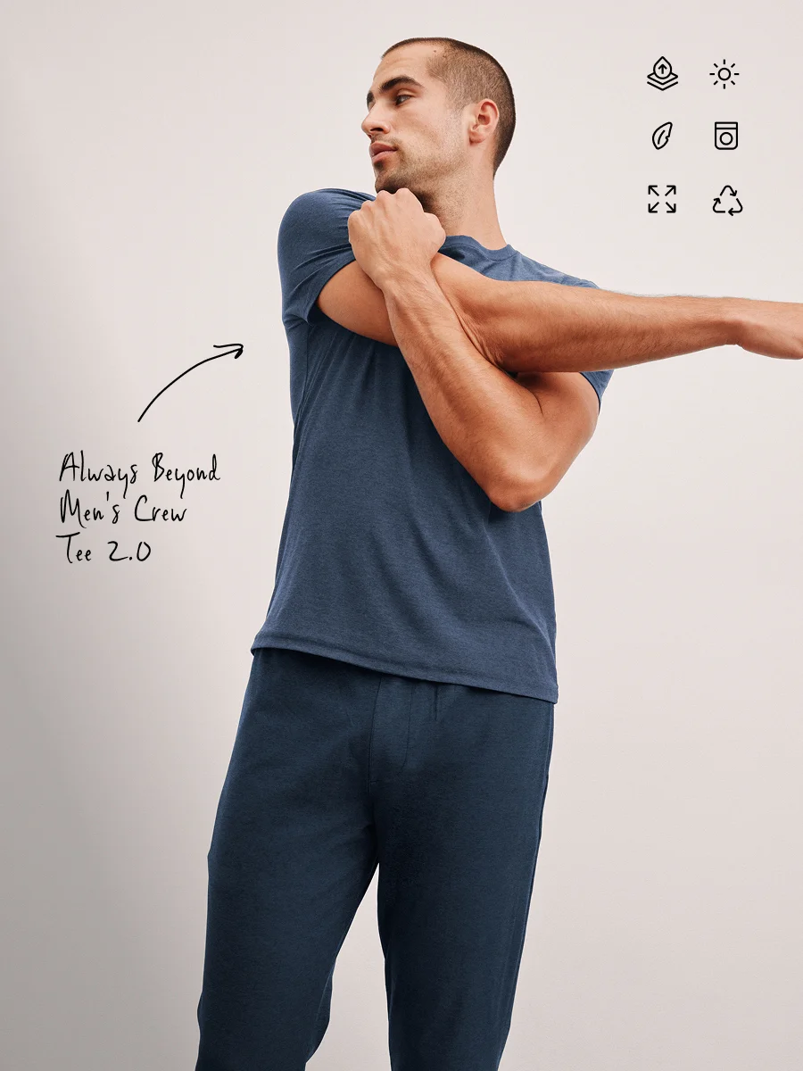 Always Beyond Men's Crew Tee 2.0 in Ocean Indigo Heather