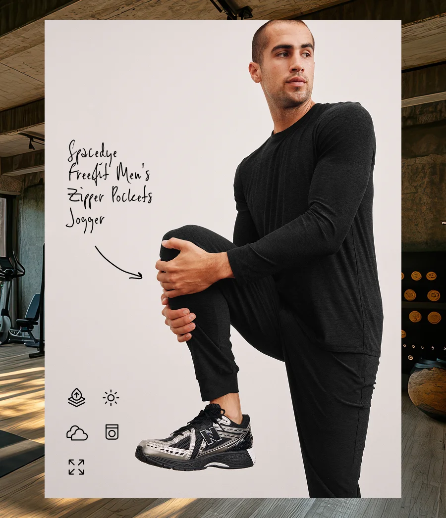 Spacedye Freefit Men's Zipper Pockets Jogger in Darkest Night