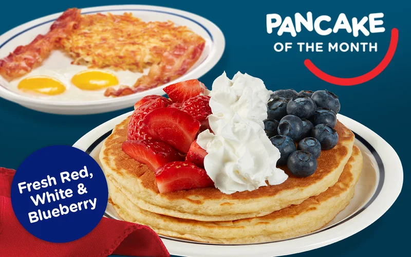 PANCAKE OF THE MONTH FRESH RED WHITE & BLUEBERRY