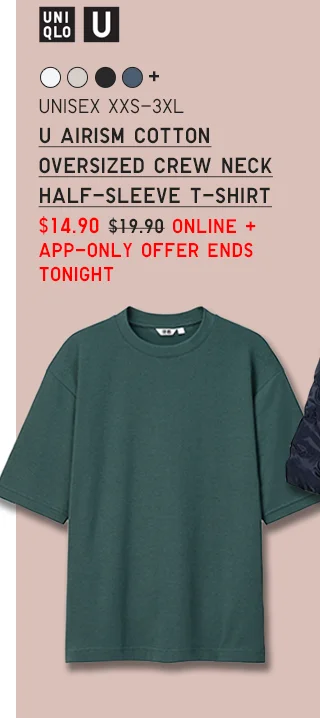 PDP 1 - U AIRISM COTTON OVERSIZED CREW NECK HALF-SLEEVE T-SHIRT