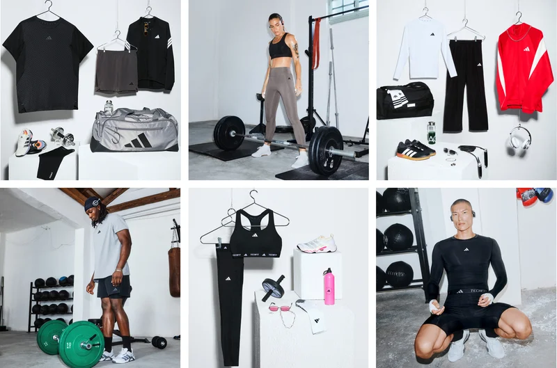 6 images of different training gear and people working out