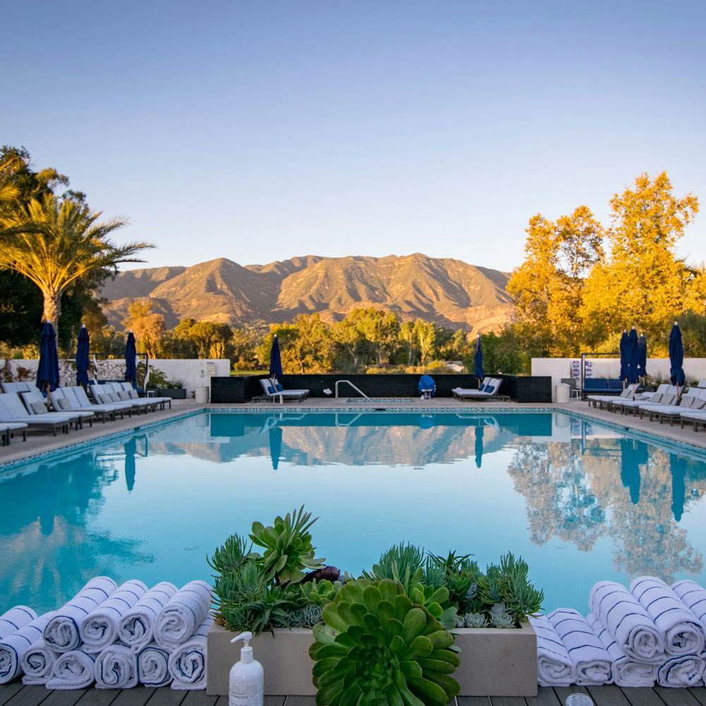 A pool deck in Ojai, California
