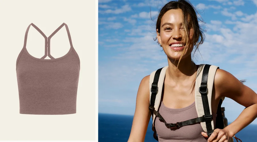 Spacedye Slim Racerback Cropped Tank in Rosey Taupe Heather