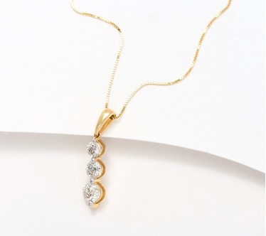 Affinity Diamonds 3 Stone Pendant Necklace 1.00 cttw, 14K