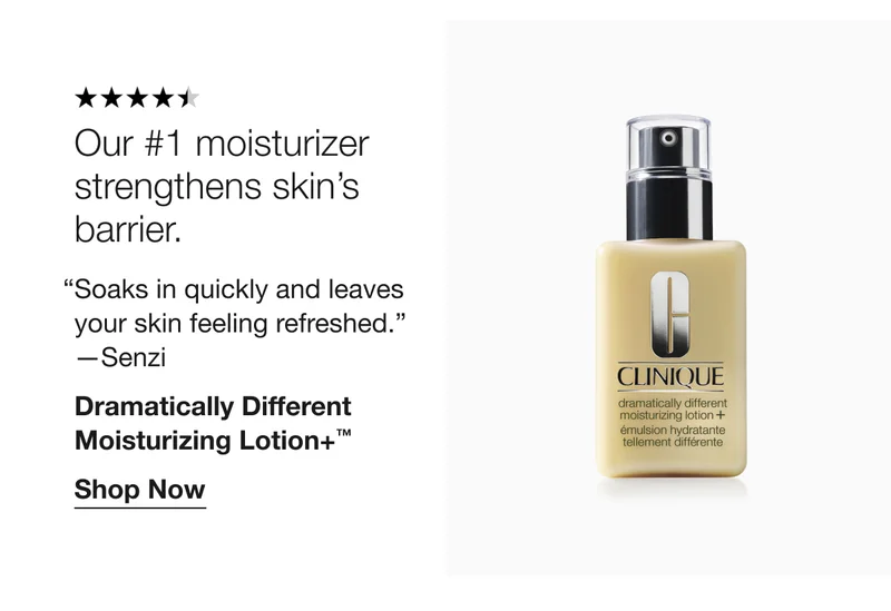 Our #1 moisturizer strengthens skin’s barrier. | “Soaks in quickly and leaves your skin feeling refreshed.” —Senzi | Dramatically Different Moisturizing Lotion+™ | Shop Now