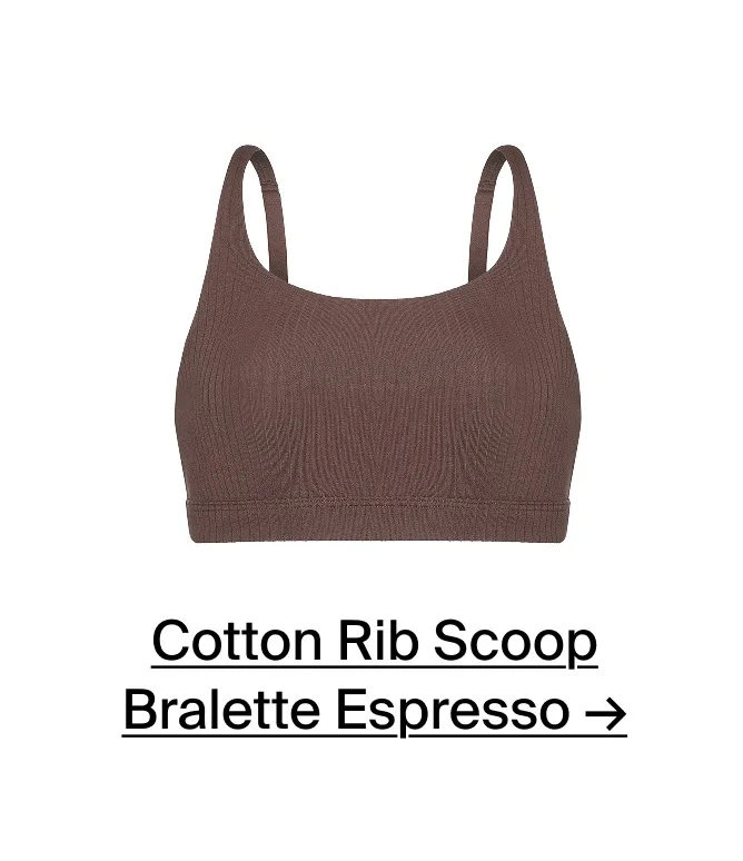Cotton Rib Scoop Bralette Espresso →