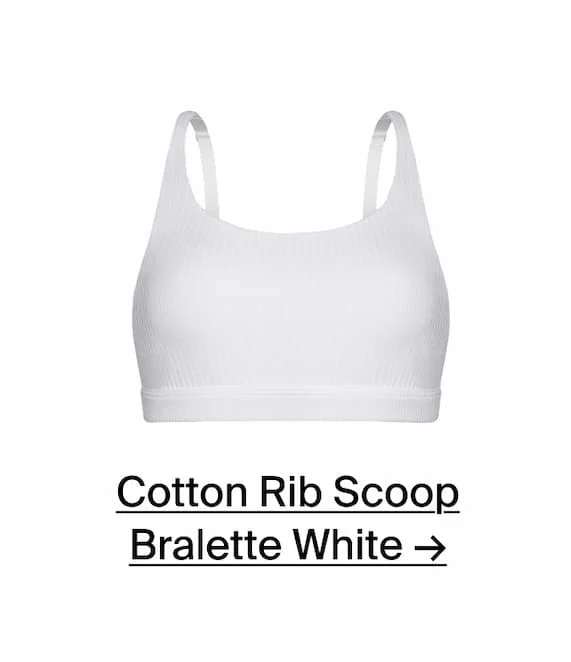Cotton Rib Scoop Bralette White →