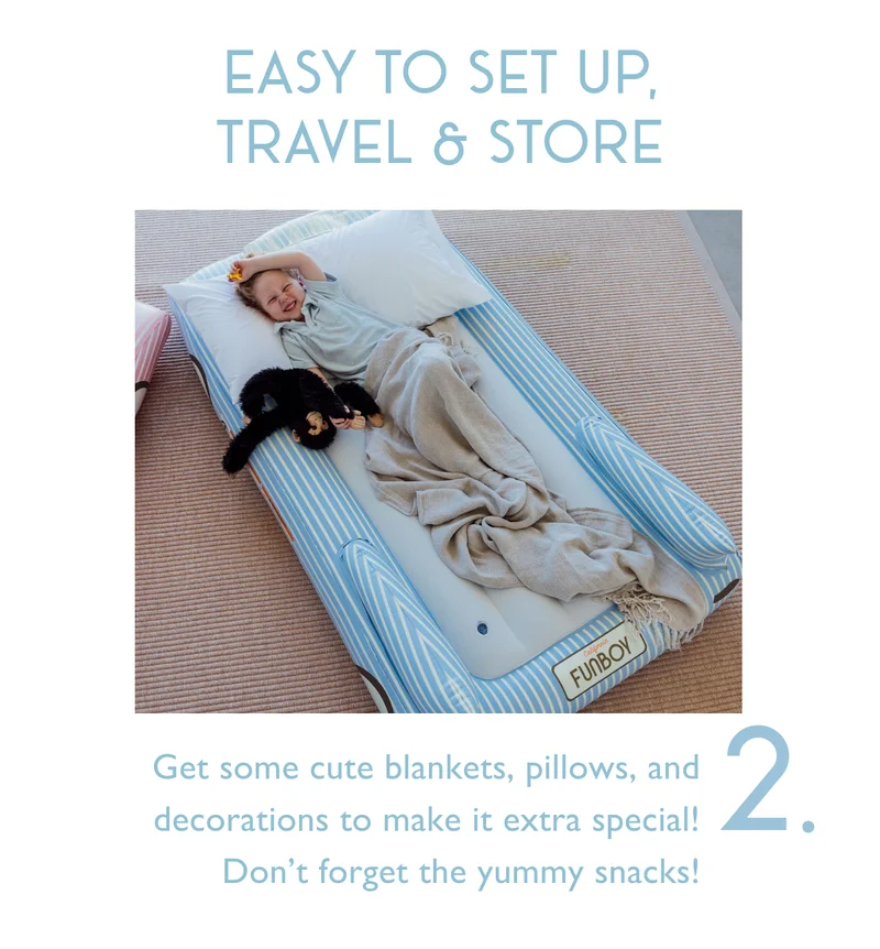 2. Easy to Set Up, Travel and Store | Get some cute blankets, pillows, and decorations to make it extra special! Don’t forget the yummy snacks!