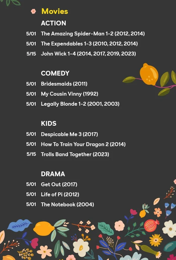 Streaming in May