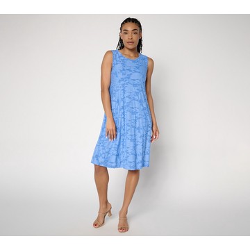 Susan Graver Petite Burnout Knit Sleeveless A-Line Dress