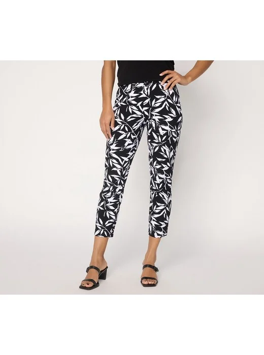 Susan Graver Weekend Pettite Printed Premium Stretch Crop Pants