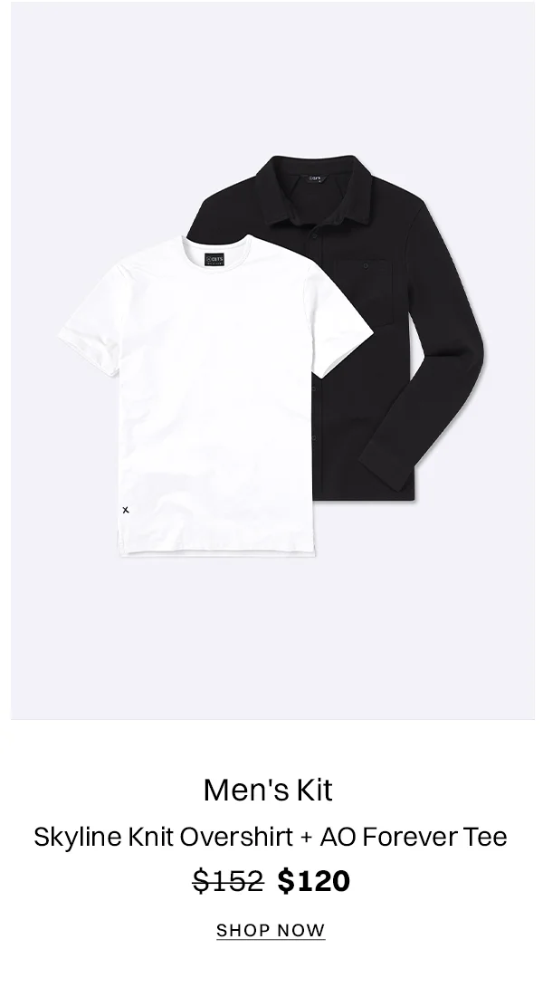 Black Skyline Knit Overshirt + White AO Forever Tee