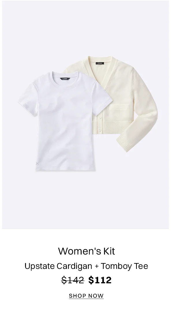 Egghsell Upstate Cardigan + White Tomboy Tee