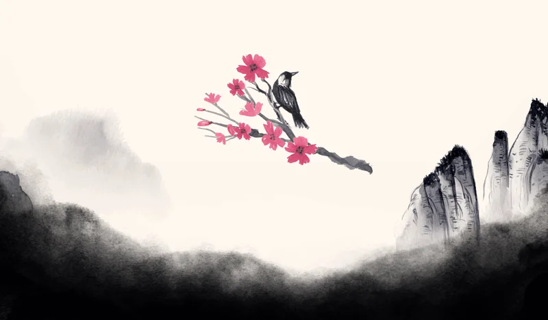 Design featuring traditional Japanese watercolors