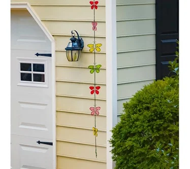 Plow & Hearth 72" Multicolor Stained Glass Rain Chain