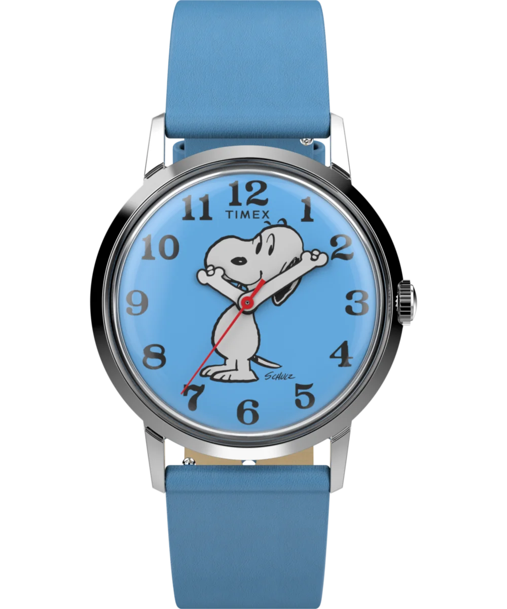 Image of Marlin® Hand-Wound x Peanuts Reissue 34mm Leather Strap Watch
