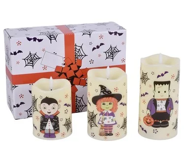 Temp-tations (3) Fiberoptic Flameless Fall Candles with Gift Box
