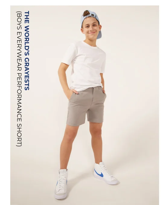Boys Everywear Performance Shorts: The World's Grayest