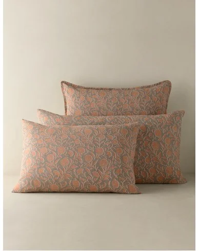 Fransen Linen Cotton Sham-Blush and Jade / King