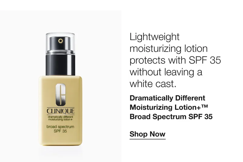 Lightweight moisturizing lotion protects with SPF 35 without leaving a white cast. | Dramatically Different Moisturizing Lotion+™ Broad Spectrum SPF 35 | Shop Now