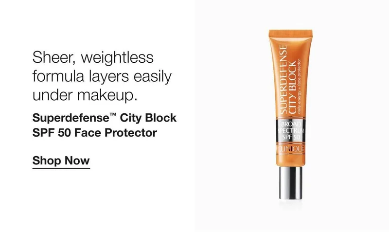 Sheer, weightless formula layers easily under makeup. | Superdefense™ City Block SPF 50 Face Protector | Shop Now