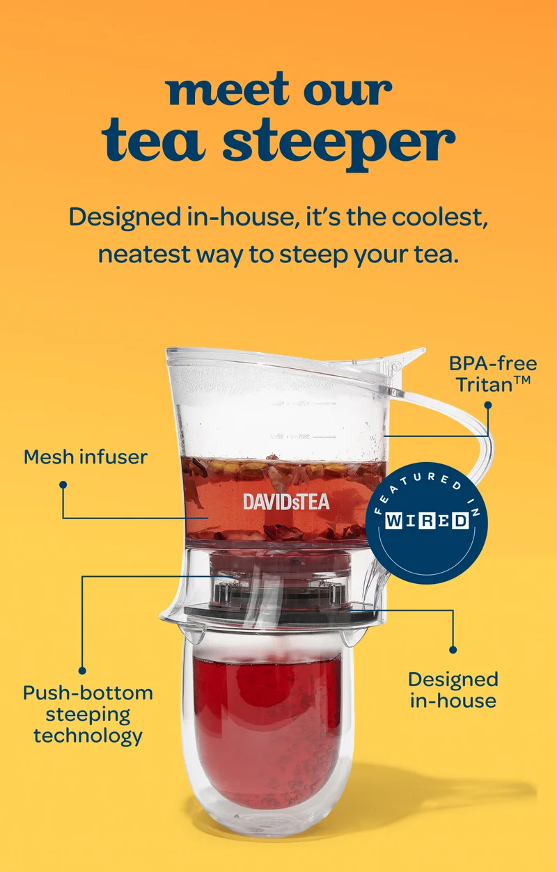 Meet our tea steeper - Designed in-house, it’s the coolest, neatest way to steep your tea