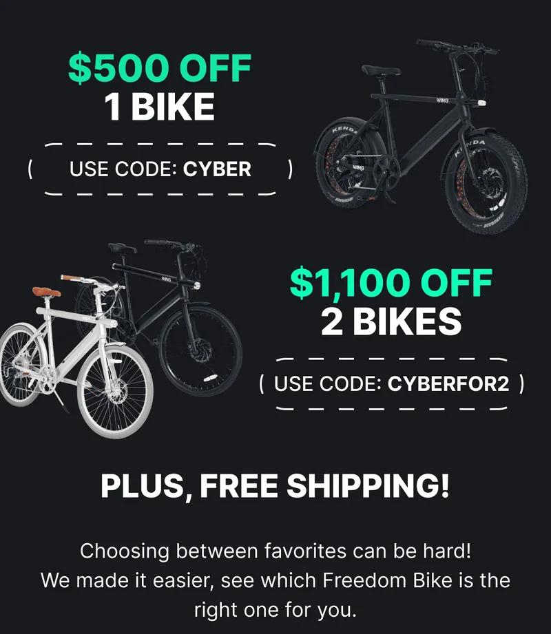 ENJOY $500 OFF ANY E-BIKE Use code: CYBER