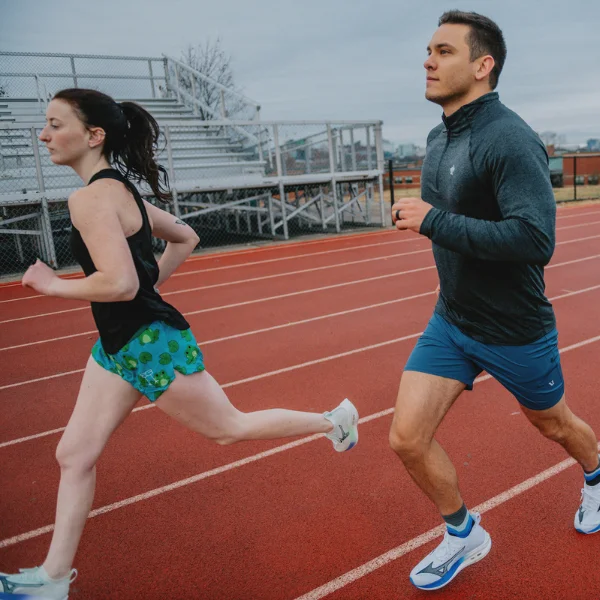 Man and woman running together