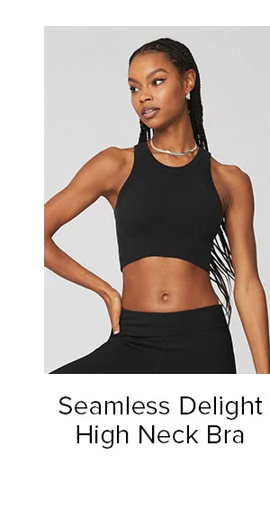seamless delight high neck bra - black