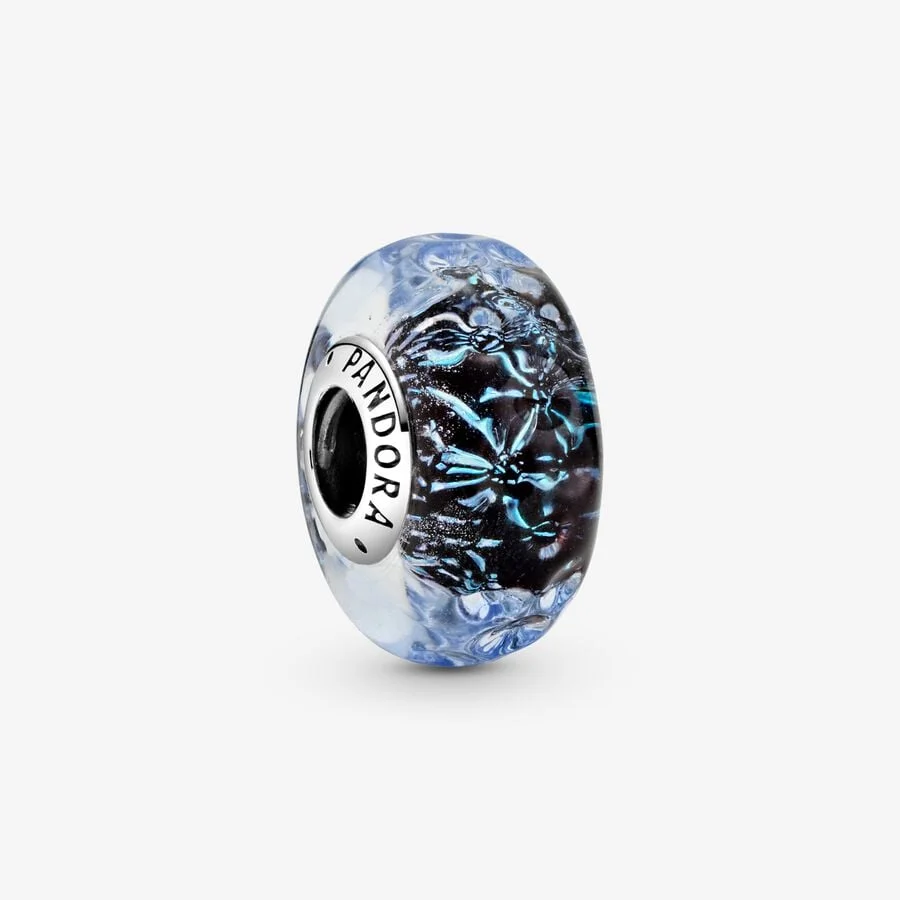 Wavy Dark Blue Murano Glass Ocean Charm Wavy Dark Blue Murano Glass Ocean Charm