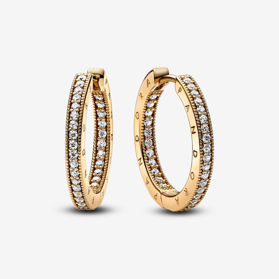 Pandora Signature Logo & Pavé Hoop Earrings Pandora Signature Logo & Pavé Hoop Earrings