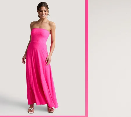 Featherweight Strapless Maxi Dress in Pink Glow Heather