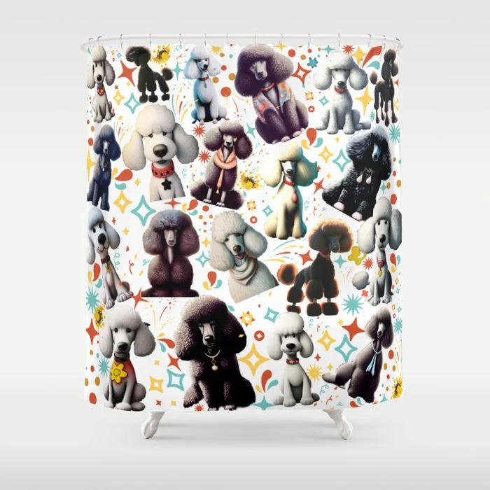 Poodle Jubilee: Confetti Celebration Shower Curtain Shower Curtain
