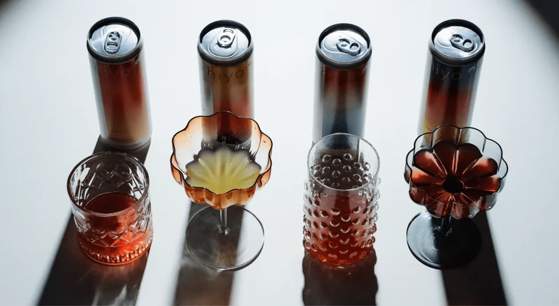 (image of hiyo cans and mocktails)