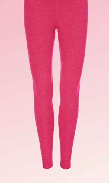 Spacedye Outlines High Waisted Midi Legging in Vivid Pink Heather/Cloud White