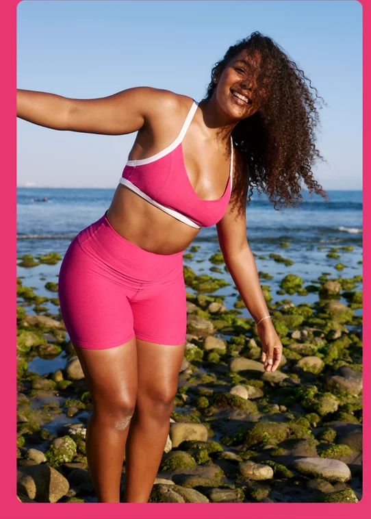 Spacedye Outlines Bra in Vivid Pink Heather/Cloud White
